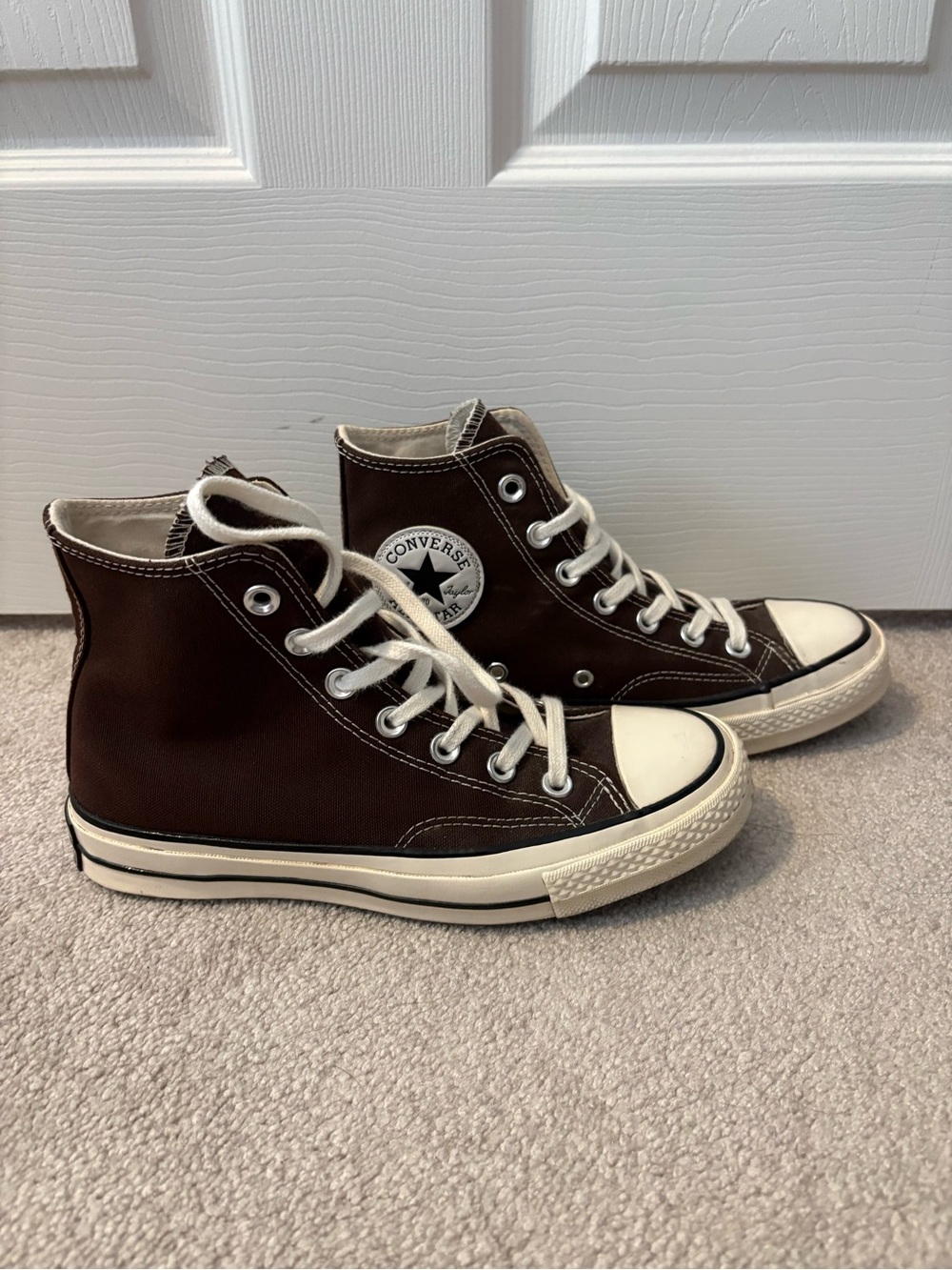Converse High Top Sneakers - Dark Brown with Cream Accents